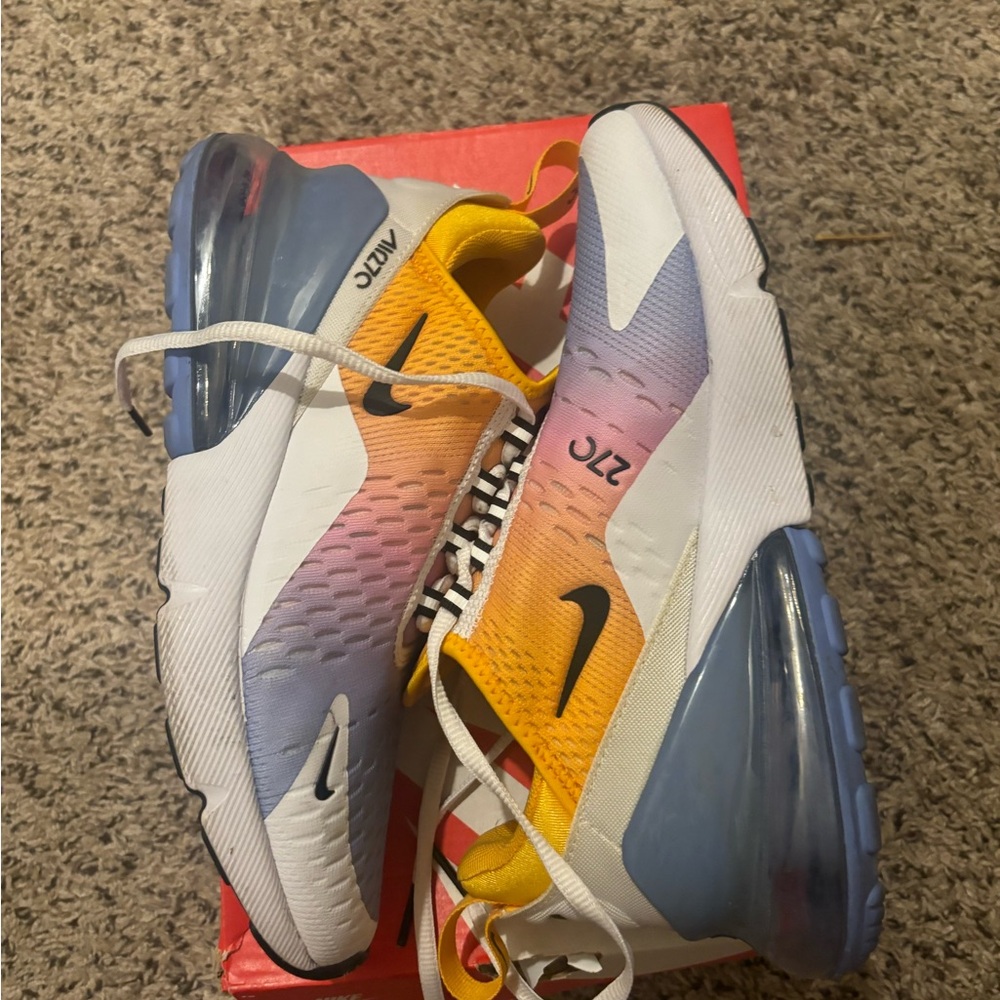 Nike Kids Air Max 270 Yellow Purple White Sneakers